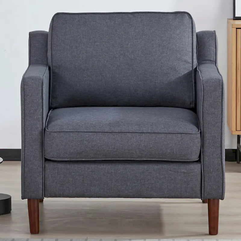 Poltrona Sedona Modern Accent – Simil lino e pelle vegana, Struttura in pino