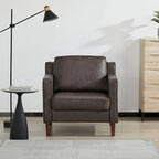 Poltrona Sedona Modern Accent – Simil lino e pelle vegana, Struttura in pino