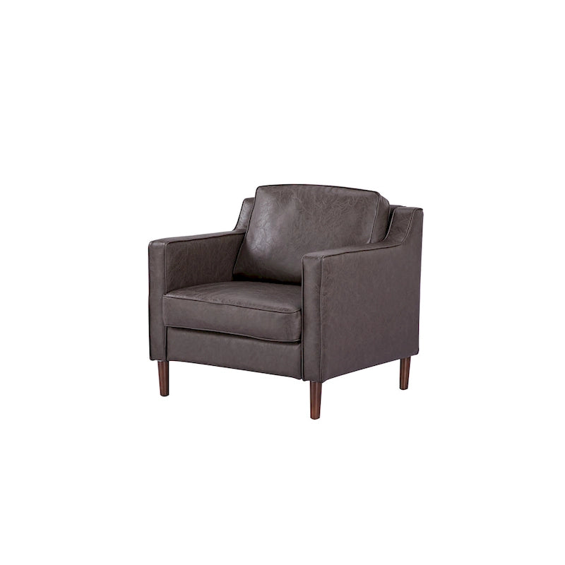 Poltrona Sedona Modern Accent – Simil lino e pelle vegana, Struttura in pino