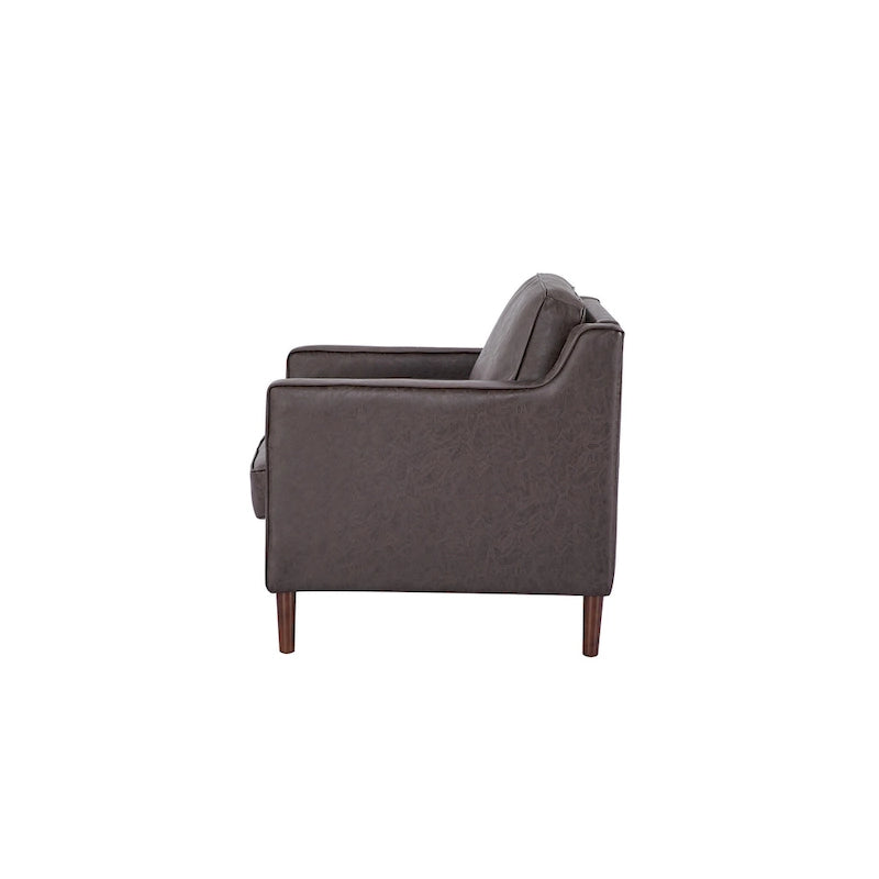 Poltrona Sedona Modern Accent – Simil lino e pelle vegana, Struttura in pino