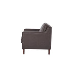 Poltrona Sedona Modern Accent – Simil lino e pelle vegana, Struttura in pino