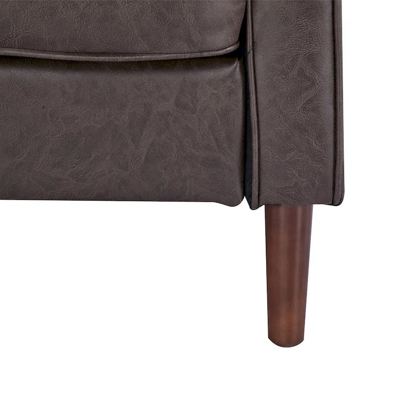 Poltrona Sedona Modern Accent – Simil lino e pelle vegana, Struttura in pino