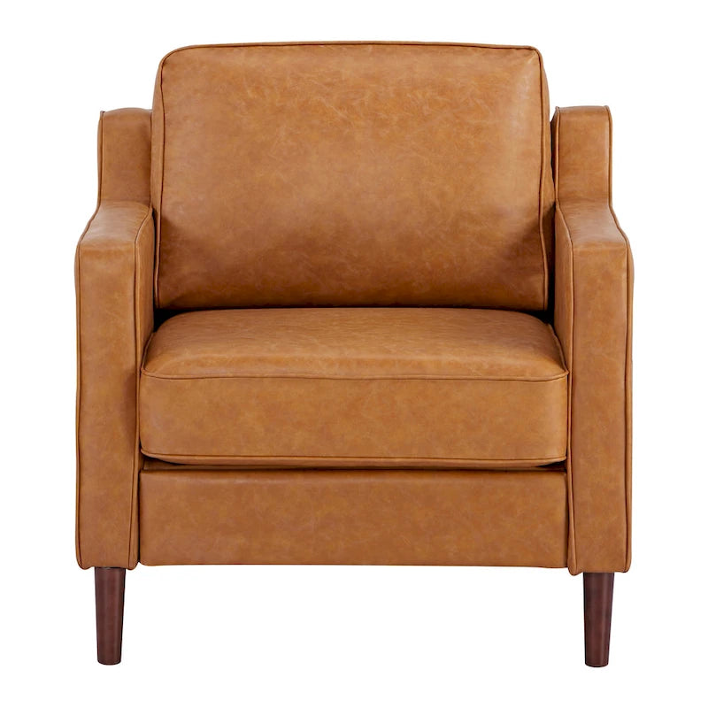 Poltrona Sedona Modern Accent – Simil lino e pelle vegana, Struttura in pino
