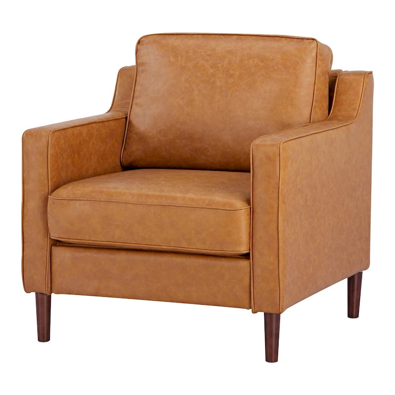Poltrona Sedona Modern Accent – Simil lino e pelle vegana, Struttura in pino