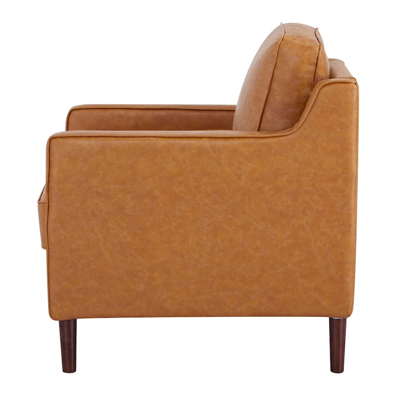 Poltrona Sedona Modern Accent – Simil lino e pelle vegana, Struttura in pino