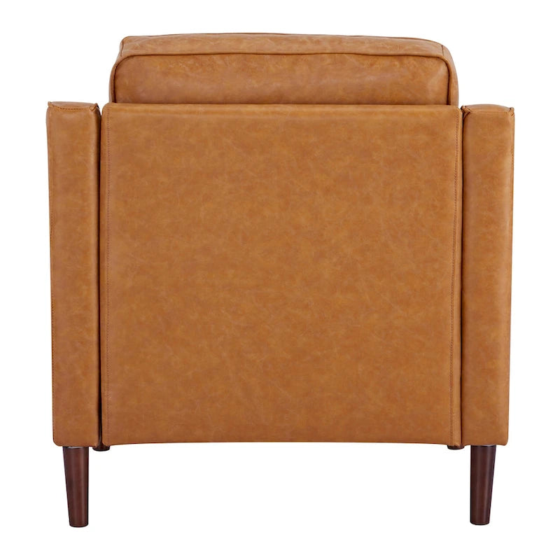Poltrona Sedona Modern Accent – Simil lino e pelle vegana, Struttura in pino