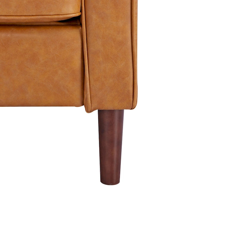 Poltrona Sedona Modern Accent – Simil lino e pelle vegana, Struttura in pino
