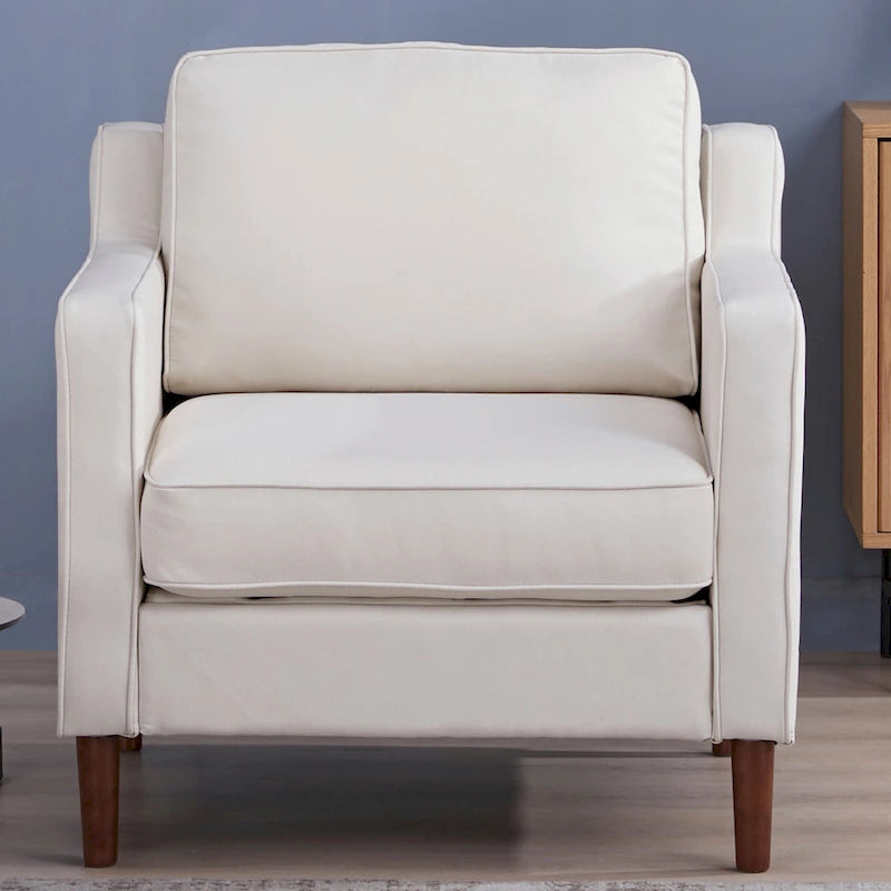 Poltrona Sedona Modern Accent – Simil lino e pelle vegana, Struttura in pino