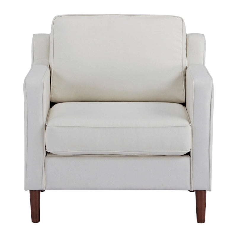 Poltrona Sedona Modern Accent – Simil lino e pelle vegana, Struttura in pino