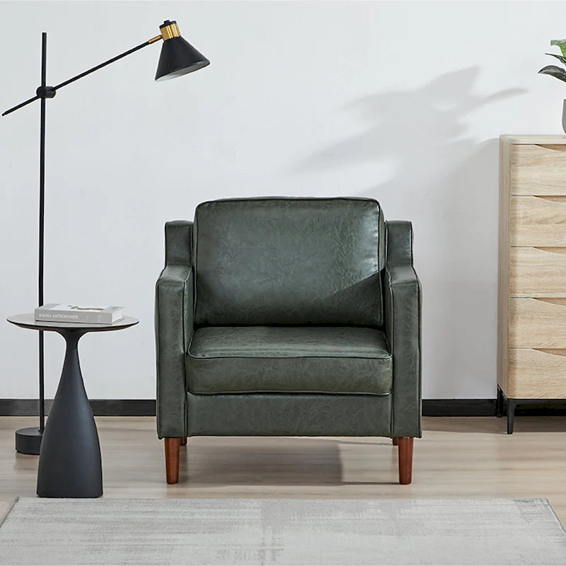 Poltrona Sedona Modern Accent – Simil lino e pelle vegana, Struttura in pino