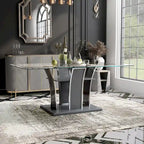 Tavolo da pranzo Resk Modern con piano in vetro da 72" e base in legno, per 6-8 persone