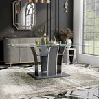 Tavolo da pranzo Resk Modern con piano in vetro da 72" e base in legno, per 6-8 persone