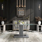 Tavolo da pranzo Resk Modern con piano in vetro da 72" e base in legno, per 6-8 persone