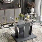 Tavolo da pranzo Resk Modern con piano in vetro da 72" e base in legno, per 6-8 persone