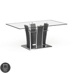 Tavolo da pranzo Resk Modern con piano in vetro da 72" e base in legno, per 6-8 persone