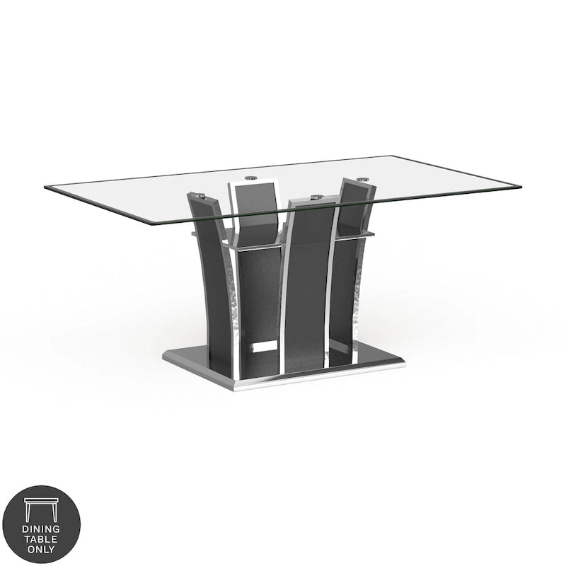 Tavolo da pranzo Resk Modern con piano in vetro da 72" e base in legno, per 6-8 persone