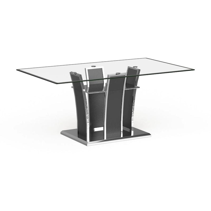 Tavolo da pranzo Resk Modern con piano in vetro da 72" e base in legno, per 6-8 persone