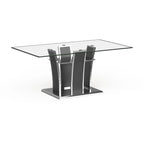 Tavolo da pranzo Resk Modern con piano in vetro da 72" e base in legno, per 6-8 persone