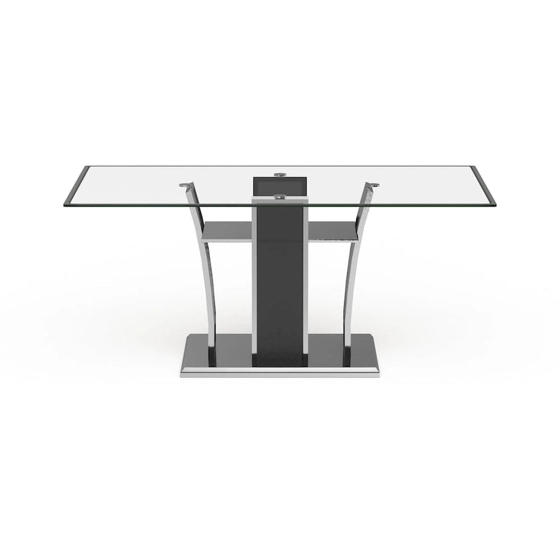 Tavolo da pranzo Resk Modern con piano in vetro da 72" e base in legno, per 6-8 persone