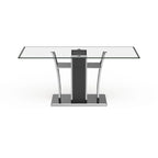 Tavolo da pranzo Resk Modern con piano in vetro da 72" e base in legno, per 6-8 persone