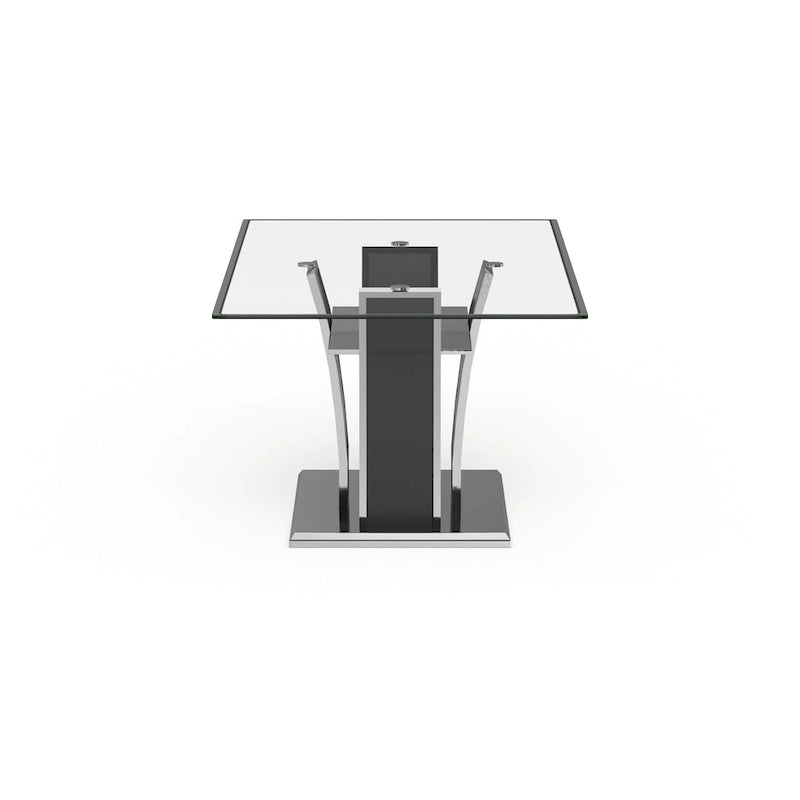 Tavolo da pranzo Resk Modern con piano in vetro da 72" e base in legno, per 6-8 persone