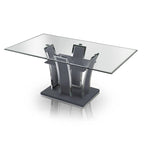 Tavolo da pranzo Resk Modern con piano in vetro da 72" e base in legno, per 6-8 persone