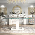Tavolo da pranzo Resk Modern con piano in vetro da 72" e base in legno, per 6-8 persone