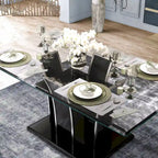 Tavolo da pranzo Resk Modern con piano in vetro da 72" e base in legno, per 6-8 persone