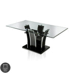Tavolo da pranzo Resk Modern con piano in vetro da 72" e base in legno, per 6-8 persone