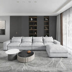 Divano Sezionale Modulare Moderno, Grigio Chiaro/Blu Scuro