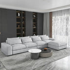 Divano Sezionale Modulare Moderno, Grigio Chiaro/Blu Scuro