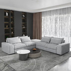 Divano Sezionale Modulare Moderno, Grigio Chiaro/Blu Scuro