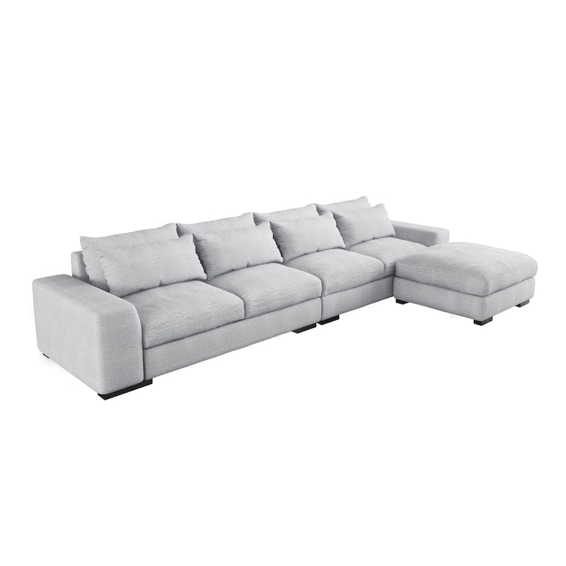 Divano Sezionale Modulare Moderno, Grigio Chiaro/Blu Scuro