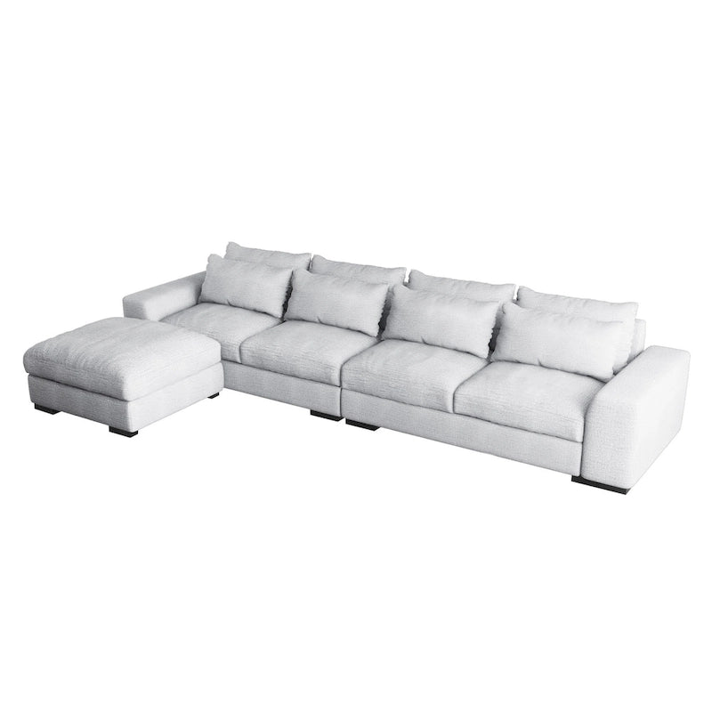 Divano Sezionale Modulare Moderno, Grigio Chiaro/Blu Scuro
