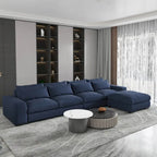 Divano Sezionale Modulare Moderno, Grigio Chiaro/Blu Scuro