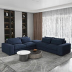 Divano Sezionale Modulare Moderno, Grigio Chiaro/Blu Scuro