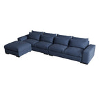 Divano Sezionale Modulare Moderno, Grigio Chiaro/Blu Scuro