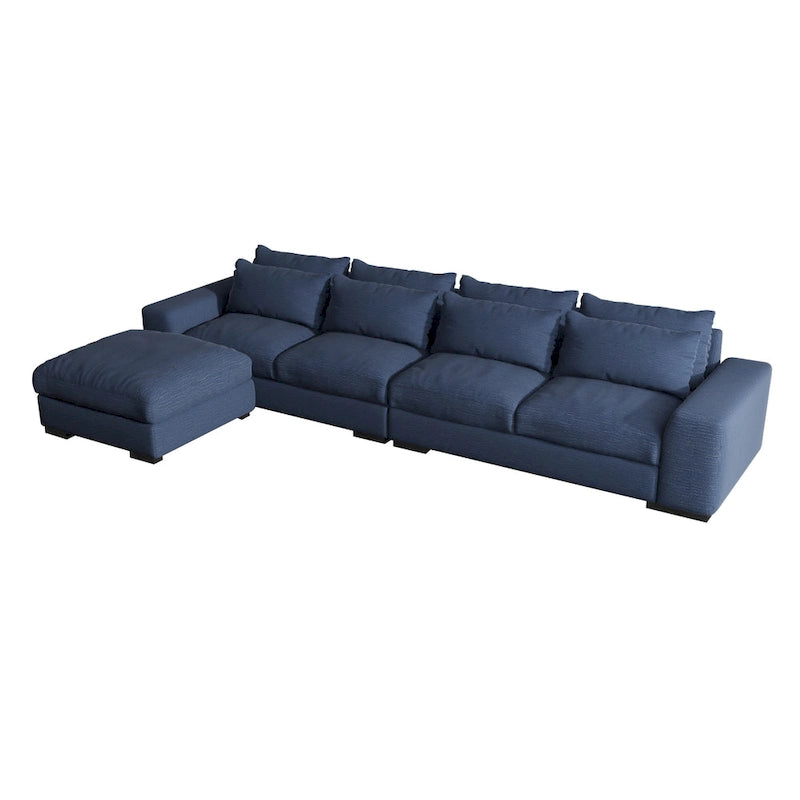 Divano Sezionale Modulare Moderno, Grigio Chiaro/Blu Scuro