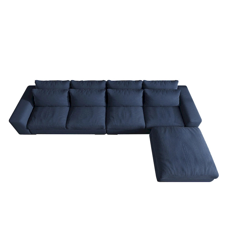 Divano Sezionale Modulare Moderno, Grigio Chiaro/Blu Scuro