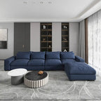 Divano Sezionale Modulare Moderno, Grigio Chiaro/Blu Scuro