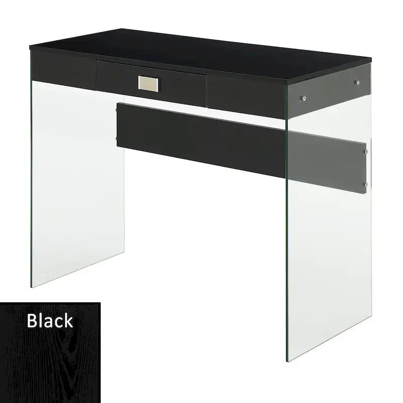 Scrivania da 91 cm con 1 cassetto e pannelli laterali in vetro temperato