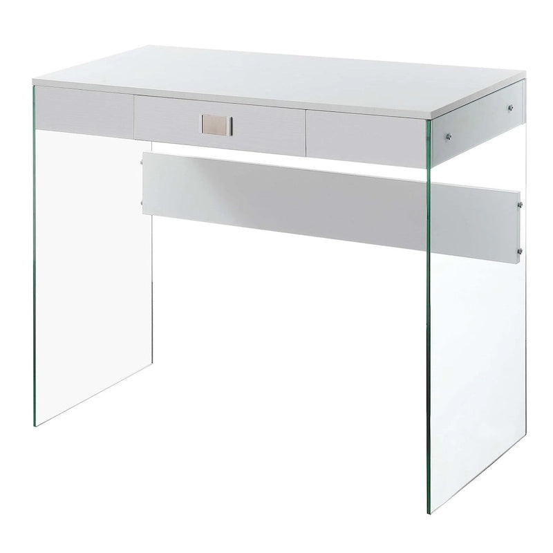 Scrivania da 91 cm con 1 cassetto e pannelli laterali in vetro temperato
