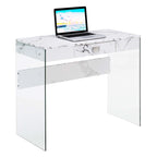 Scrivania da 91 cm con 1 cassetto e pannelli laterali in vetro temperato