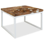 Tavolino da Caffè / Tavolino Laterale in Teak e Resina con Struttura in Acciaio - 60x60x40 cm