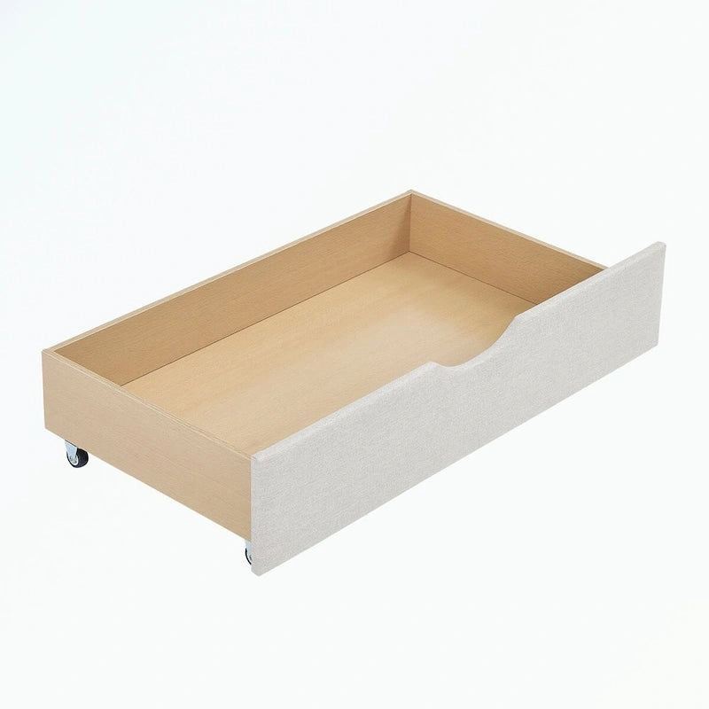 Divano letto imbottito in tufting a grandezza naturale con cassetti