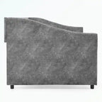 Divano letto imbottito in tufting a grandezza naturale con cassetti
