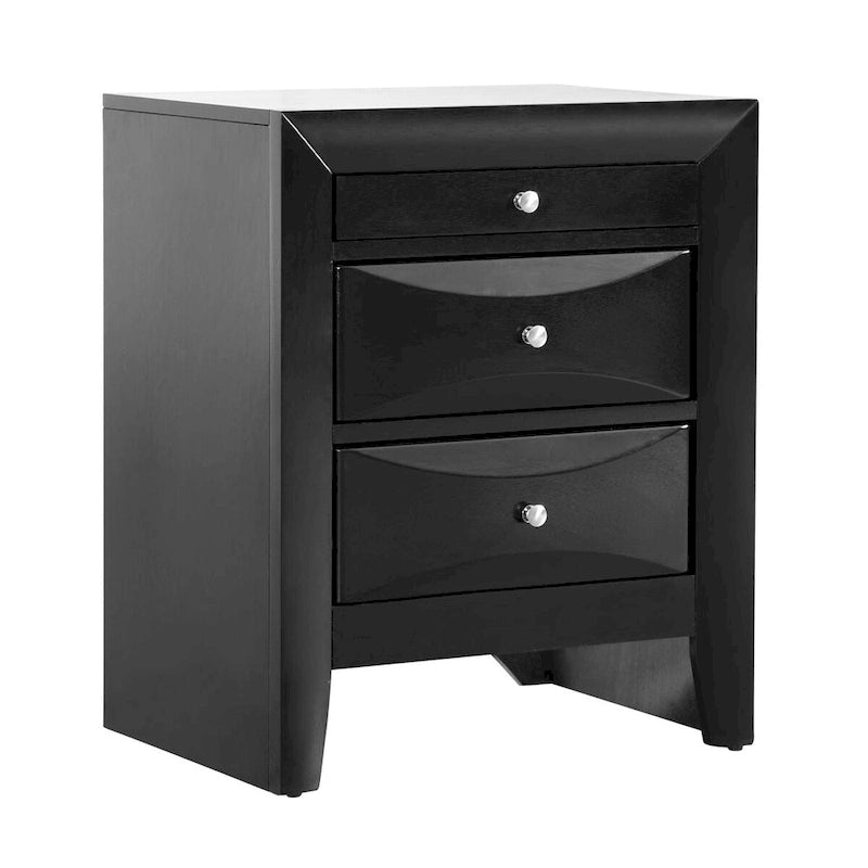 Comodino moderno a 3 cassetti in legno con pomello in metallo da 23 pollici