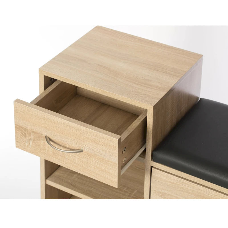 Panca scarpiera da ingresso in legno con cuscino