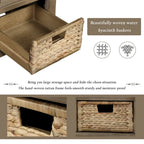 Panca Contenitore Rustica con 3 Cassetti e 3 Cesti in Rattan