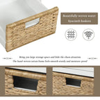 Panca Contenitore Rustica con 3 Cassetti e 3 Cesti in Rattan
